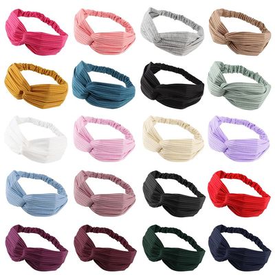 Vintage Women'S Breathable Head Wraps Twisted Elastic Criss Cross Knit Headband