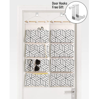 Over Door Hanging Packing Organizer / Linen Cotton Wall Mount Closet Organizer With Hooks