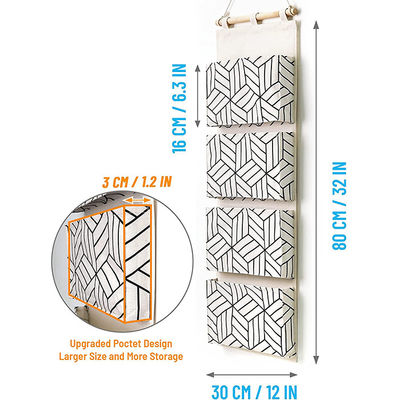 Over Door Hanging Packing Organizer / Linen Cotton Wall Mount Closet Organizer With Hooks