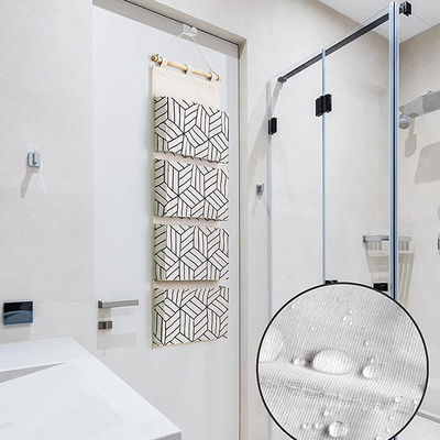 Over Door Hanging Packing Organizer / Linen Cotton Wall Mount Closet Organizer With Hooks