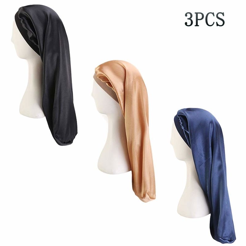 Dreadlock Curly Hair Satin Head Scarf For Sleeping Extra Large Floral Patterns